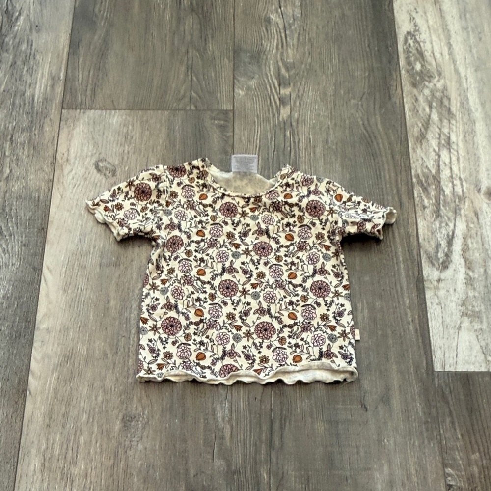 Jax & Lennon Floral Kids Shirt - Cream and Purple